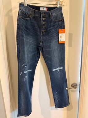 CAbi Dark Blue High-Rise Button-Fly Cropped Jeans